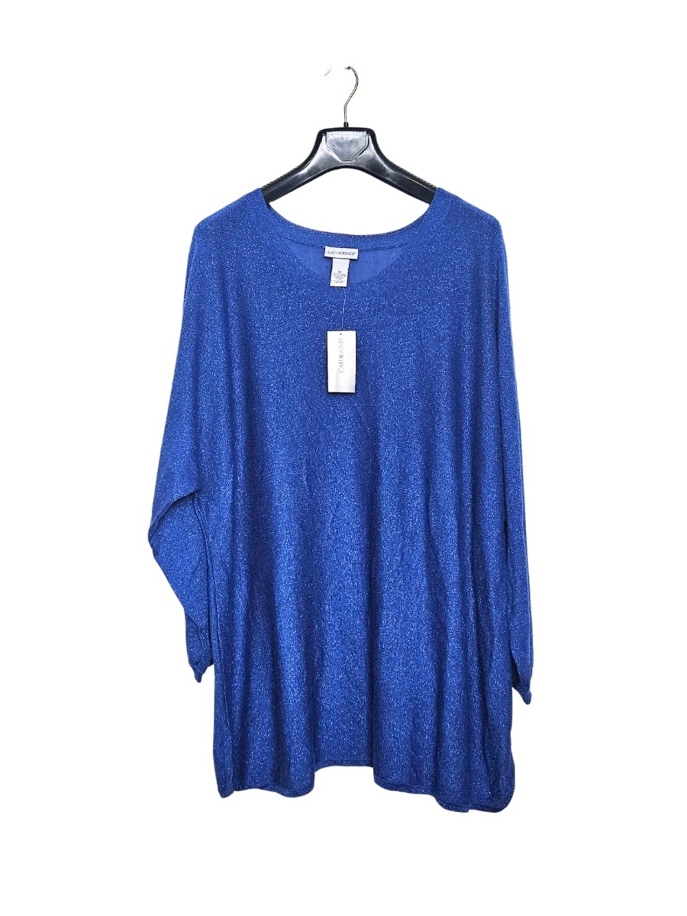 Catherines Women's Plus Sussex 2X Shimmery Royal Blue Tunic Top